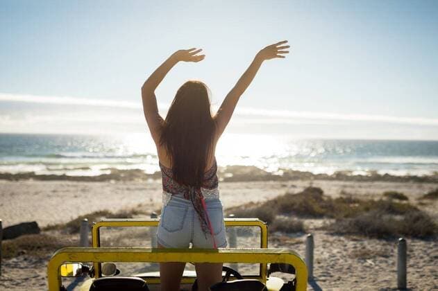 Creative Highlights Symbolbilder Happy caucasian woman in beach buggy by the sea with hands up Happy caucasian woman in beach buggy by the sea with hands up. beach break on summer holiday road trip., model released, , property released, Cape Town, South Africa, 23.02.2021, 1423617.jpg, people,happy,caucasian woman,beach,buggy,sea,hand,break,summer holiday,road trip,ocean,coast,vacation,water,sand,young,summer,holiday,person,tropical,lifestyle,people,fun,shore,island,beautiful,travel,sun,nature,smile,caucasian,woman,road,trip Young Adult,Woman,Female,Caucasian