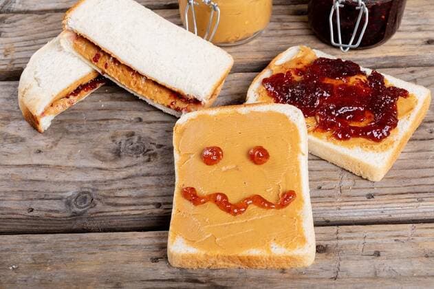 Anthropomorphic face made with jam on bread with peanut butter by sandwiches and jars on table Anthropomorphic face made with jam on bread with peanut butter by sandwiches and jars on table. unaltered, peanut butter and jelly sandwich, healthy food, halved, art and breakfast., model released, , property released, Cape Town, South Africa, , 3117151.jpg, anthropomorphic,face,made,jam,bread,peanut butter,sandwich,jar,table,unaltered,jelly,healthy food,halved,art,breakfast,snack,meal,food,delicious,tasty,lunch,bakery,homemade,design,drink,coffee,cup,dessert,bun,wooden,gourmet,cheese,cafe,pastry,fresh,peanut,butter,healthy
