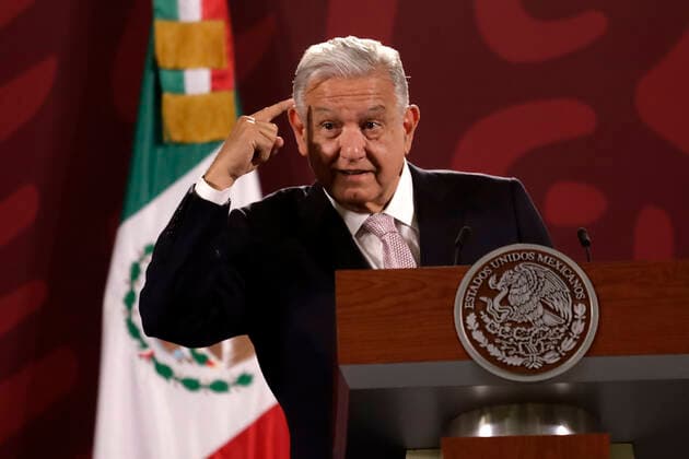 July 8, 2022, Mexico City, Mexico City, Mexico: July 8, 2022, Mexico City, Mexico: Mexico s President, Andres Manuel Lopez Obrador speaks during his daily morning briefing conference at the National Palace. on Jul 8, 2022 In Mexico City, Mexico. Mexico City Mexico - ZUMAe321 20220708_zia_e321_042 Copyright: xLuisxBarronx xEyepixxGroupx