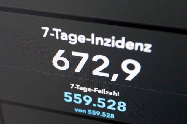 Dashboard des RKI, die 7-Tage-Inzidenz liegt nun bei 672,9 7-Tage-Inzidenz, Dashboard des RKI auf einem Monitor am 10.07.2022 in Siegen Deutschland.