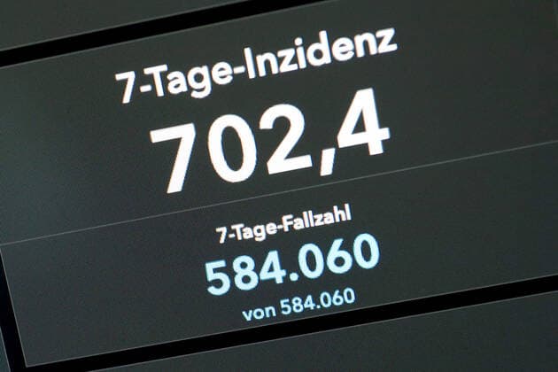 Dashboard des RKI, die 7-Tage-Inzidenz liegt nun bei 702,4 7-Tage-Inzidenz, Dashboard des RKI auf einem Monitor am 12.07.2022 in Siegen Deutschland.
