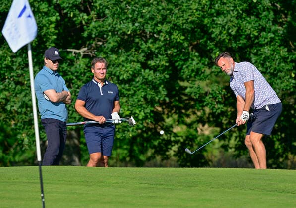 Prince Daniel and Peter Jihde playing in the Victoria golf tournament at Ekerum golf resort, Borgholm, Oland, Sweden, July 13, 2022 BORGHOLM SWEDEN x10030x  Copyright: xJonasxEkströmer TTx SWEDEN VICTORIA GOLF TOURNAMENT