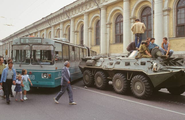 August Putsch 1010302 19.08.1991 The 1991 Soviet coup d ? tat attempt, also known as the August Putsch. The state of emergency was declared in the country and troops brought into Moscow. Igor Mikhalev Sputnik Moscow Russia  Copyright: xIgorxMikhalevx