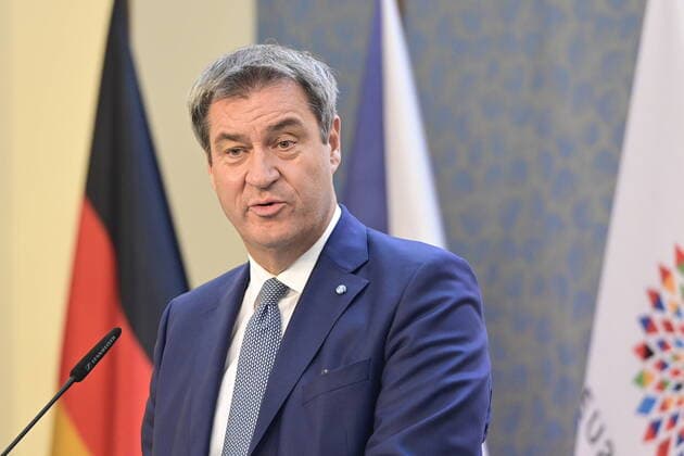 News Themen der Woche KW28 Bavarian Minister-President Markus Soder speaks during the press conference after meeting with Czech Prime Minister Petr Fiala, on July 14, 2022, in Prague, Czech Republic. (CTKxPhoto RomanxVondrous) CTKPhotoP2022071405122 