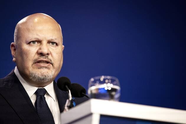 2022-07-14 14:22:50 THE HAGUE - Prosecutor of the International Criminal Court Karim Khan speaks during the press conference of the Ukraine Accountability Conference. ANP RAMON VAN FLYMEN netherlands out - belgium out *** 2022 07 14 14 22 50 THE HAGUE Prosecutor of the International Criminal Court Karim Khan speaks during the press conference of the Ukraine Accountability Conference ANP RAMON VAN FLYMEN netherlands out belgium out  Copyright: xx x451767676x originalFilename: 451767676.jpg