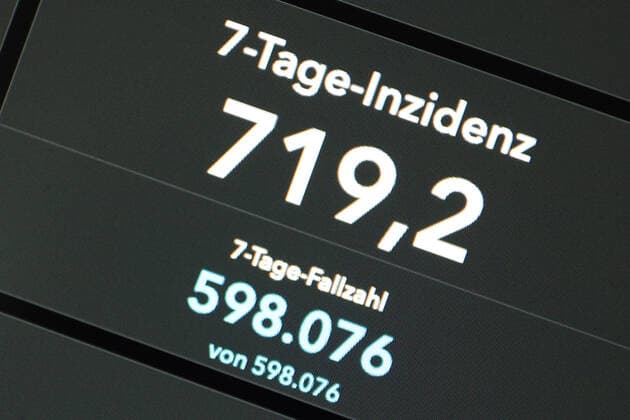 Dashboard des RKI, die 7-Tage-Inzidenz liegt nun bei 719,2 7-Tage-Inzidenz, Dashboard des RKI auf einem Monitor am 15.07.2022 in Siegen Deutschland.