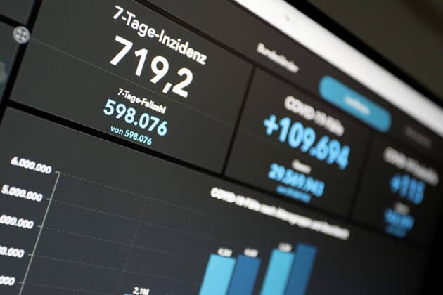 Dashboard des RKI, die 7-Tage-Inzidenz liegt nun bei 719,2 7-Tage-Inzidenz, Dashboard des RKI auf einem Monitor am 15.07.2022 in Siegen Deutschland.