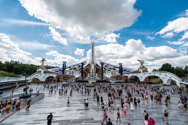 Illustration picture shows the mainstage during the first day of the Tomorrowland electronic music festival, Friday 15 July 2022, in Boom. The 16th edition of the festival takes place on three weekends at the De Schorre terrain in Boom, from 15 to 17 July, from 22 to 24 July 2022 and from 29 to 31 July. The festival had to be postponed for two years in the ongoing corona virus pandemic.  JONASxROOSENS 37506612