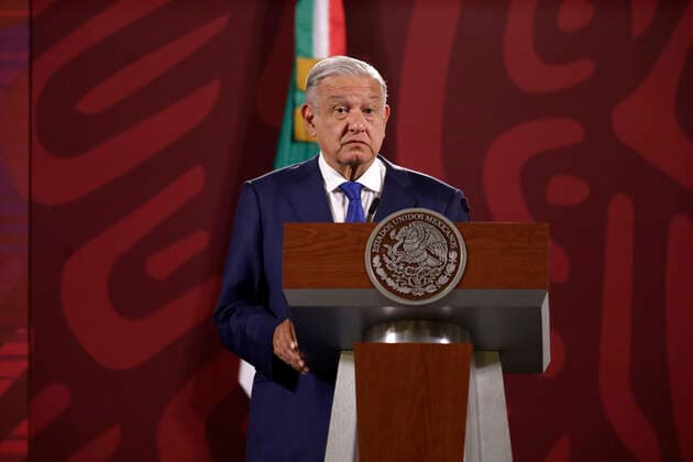 July 20, 2022, Mexico City, Mexico City, Mexico: July 20, 2022, Mexico City, Mexico: Mexican President, Andres Manuel Lopez Obrador, talks at the daily morning press conference during the presentation of the monthly security report at the National Palace. on July 20, 2022 in Mexico City, Mexico. Mexico City Mexico - ZUMAe321 20220720_zia_e321_027 Copyright: xLuisxBarronx xEyepixxGroupx