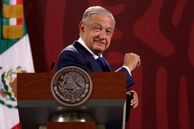 July 20, 2022, Mexico City, Mexico City, Mexico: July 20, 2022, Mexico City, Mexico: Mexican President, Andres Manuel Lopez Obrador, talks at the daily morning press conference during the presentation of the monthly security report at the National Palace. on July 20, 2022 in Mexico City, Mexico. Mexico City Mexico - ZUMAe321 20220720_zia_e321_029 Copyright: xLuisxBarronx xEyepixxGroupx