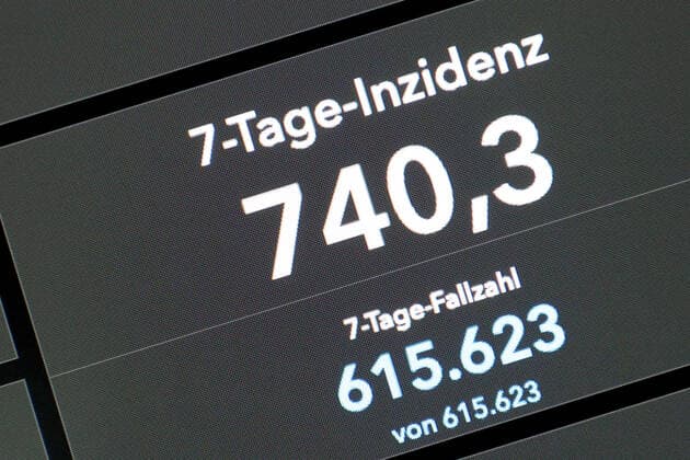 Dashboard des RKI, die 7-Tage-Inzidenz liegt nun bei 740,3 7-Tage-Inzidenz, Dashboard des RKI auf einem Monitor am 21.07.2022 in Siegen Deutschland.