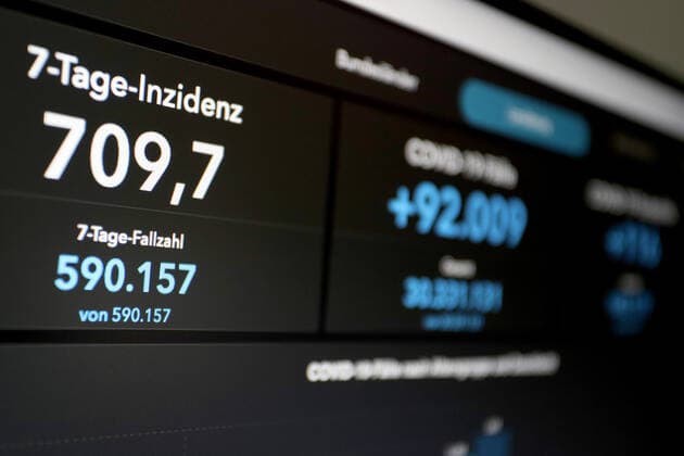 Dashboard des RKI, die 7-Tage-Inzidenz liegt nun bei 709,7 7-Tage-Inzidenz, Dashboard des RKI auf einem Monitor am 23.07.2022 in Siegen Deutschland.
