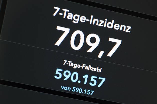 Dashboard des RKI, die 7-Tage-Inzidenz liegt nun bei 709,7 7-Tage-Inzidenz, Dashboard des RKI auf einem Monitor am 23.07.2022 in Siegen Deutschland.