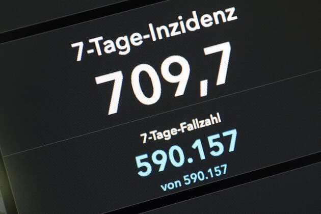 Dashboard des RKI, die 7-Tage-Inzidenz liegt nun bei 709,7 7-Tage-Inzidenz, Dashboard des RKI auf einem Monitor am 23.07.2022 in Siegen Deutschland.
