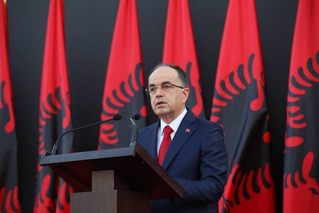 (220725) -- TIRANA, July 25, 2022 -- Newly-elected Albanian President Bajram Begaj speaks during his inauguration in Tirana July 24, 2022. Bajram Begaj was sworn in at the parliament on Sunday. (Photo by Xinhua) ALBANIA-TIRANA-BEGAJ-SWEARING-IN GentxOnuzi 