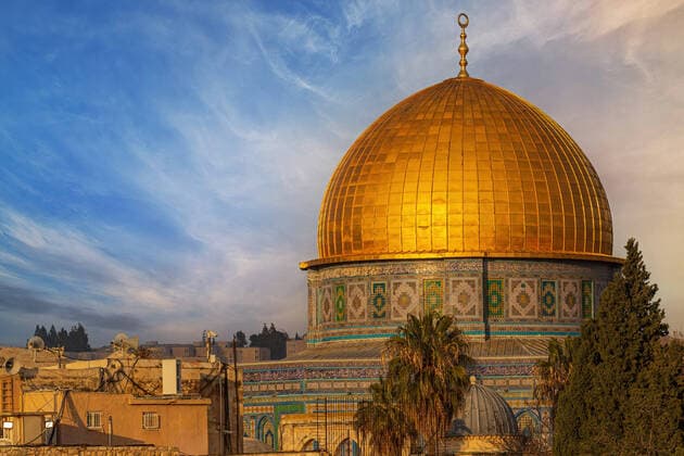 Dome of the Rock in Jerusalem Old City at sunset, Israel The dome of the rock bathing in warm sun light Jerusalem Israel *** Felsendom in der Jerusalemer Altstadt bei Sonnenuntergang, Israel Der Felsendom badet im warmen Sonnenlicht Jerusalem Israel Copyright: xx