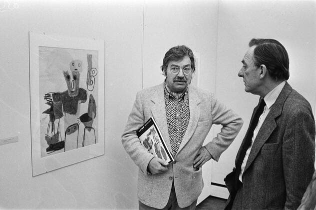 Anefo photo collection. Karel Appel exhibition in the Haags Municipality Museum. Karel apple at one of his works. January 22, 1982 Copyright: xpiemagsx pienatarchpart417102021-41432 !ACHTUNG AUFNAHMEDATUM GESCHÄTZT!