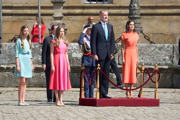 Entertainment Themen der Woche KW 30 25-07-2022 Compostela Queen Letizia and King Felipe and Princess Leonor and Princess Sofia attend the national offering tot he apostele Santiago at the the Cathedral of Santiago of Compostela. No Spain Â  Copyright: xPPEx