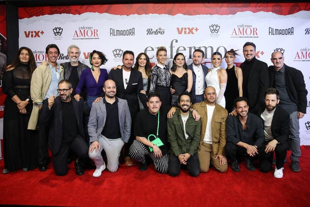 July 26, 2022, Mexico City, Mexico City, Mexico: July 26, 2022, Mexico City, Mexico: Juan Pablo Medina, Maya Zapata, Paulina Davila, Marco Polo Constandse, Rodrigo Nava, Paco Rueda, Jesus Zavala, Fernanda Castillo, Adriana Louvier, Daniel Tovar, Cassandra Sanchez Navarro, Luis Arrieta, Natalia Tellez, Gonzalo Vega Jr, Estefania Hinojosa pose for photos during the red carpet of ‘Enfermo de Amorâ€⠢ film premiere at Cinemex Amtara. on July 26, 2022 in Mexico City, Mexico. Mexico City Mexico - ZUMAe321 20220726_zia_e321_086 Copyright: xJulianxLopezx xEyepixxGroupx