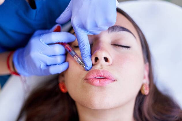 Creative Highlights Symbolbilder From above crop unrecognizable esthetician in latex gloves injecting collagen into lips of relaxed female client during appointment in beauty clinic, Model released AdalbertoRodriguez_AestheticClinic_00056.jpg Copyright: xAdalbertoxRodriguezx MR