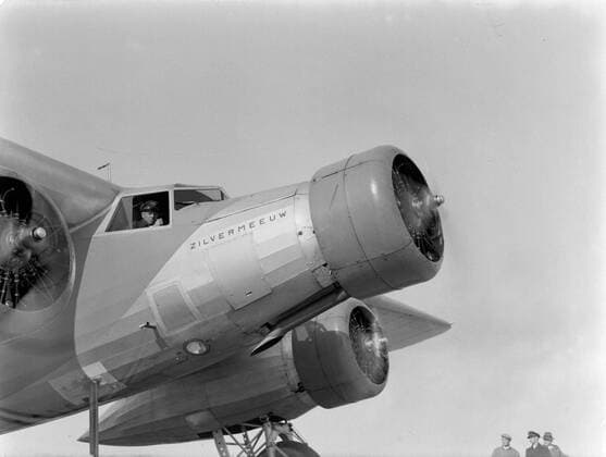 Poll photo collection. Berlin airport - Tempelhof. Engines with propellers of the Fokker F.XX PH-AIZ Herring Gull. October 1934 Copyright: xpiemagsx pienatarchpart630102021-18196 !ACHTUNG AUFNAHMEDATUM GESCHÄTZT!
