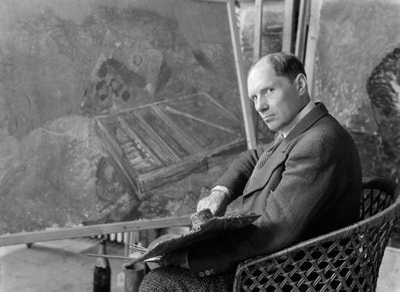 Poll photo collection. Iceland. The painter Johannes Sveinsson Kjarval at work in his studio. 1934. Iceland Copyright: xpiemagsx pienatarchpart630102021-18782 !ACHTUNG AUFNAHMEDATUM GESCHÄTZT!