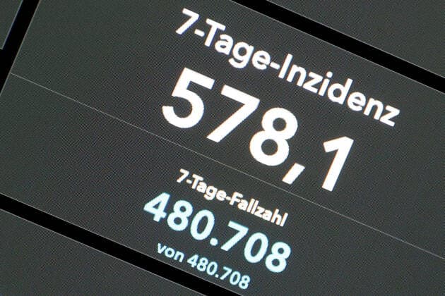 Dashboard des RKI, die 7-Tage-Inzidenz liegt nun bei 578,1 7-Tage-Inzidenz, Dashboard des RKI auf einem Monitor am 30.07.2022 in Siegen Deutschland.