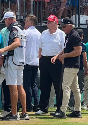 BEDMINSTER, NJ - JULY 31: Former President Donald Trump at the 2022 LIV Golf Tournament at Trump National Golf Club in Bedminster, New Jersey on July 31, 2022. Copyright: xMediaPunchx