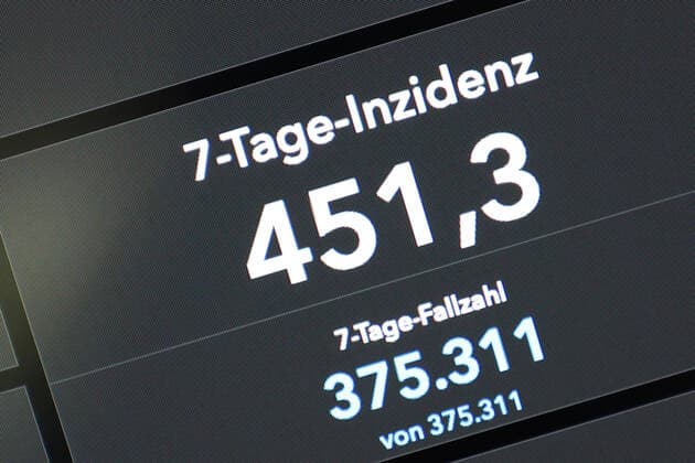 Dashboard des RKI, die 7-Tage-Inzidenz liegt nun bei 451,3 7-Tage-Inzidenz, Dashboard des RKI auf einem Monitor am 04.08.2022 in Siegen Deutschland.