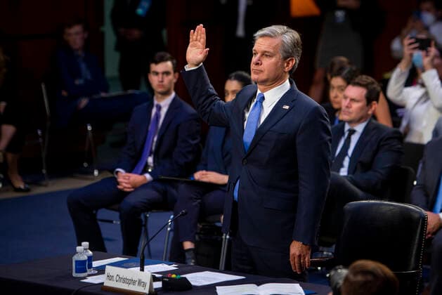 News Themen der Woche KW31 News Bilder des Tages Christopher A. Wray, Director of the Federal Bureau of Investigation (FBI) is sworn-in during a Senate Committee on the Judiciary hearing to examine the Federal Bureau of Investigation, in the Hart Senate Office Building in Washington, DC, Thursday, August 4, 2022. Copyright: xRodxLamkeyx xCNPx MediaPunchx