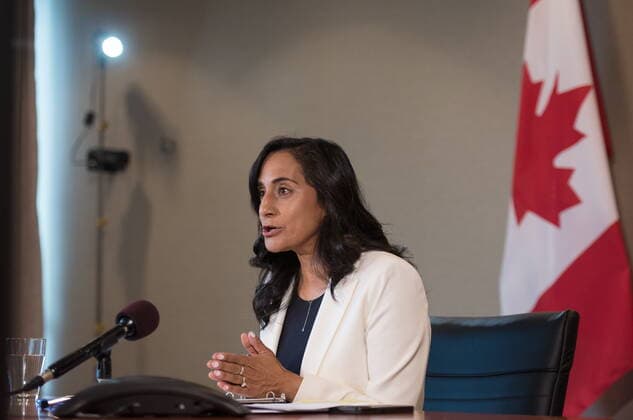 August 4, 2022, Toronto, Ont, CANADA: Minister of National Defence Anita Anand speaks on the next steps in the Canadian Armed ForcesöÄÃ efforts to support Ukraine, during a press conference in Toronto, on Thursday, August 4, 2022. Toronto CANADA  - ZUMAc35_ 20220804_zaf_c35_017 Copyright: xTijanaxMartinx