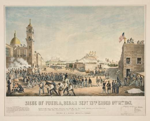 Siege of Puebla ¦. Lithographer: Sarony, Major & Knapp, New York, founded ca. 1846 After: J. T. Shannon, American Copyright: xpiemagsx yaleartpiemags28022022-41472 !ACHTUNG AUFNAHMEDATUM GESCHÄTZT!