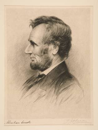 Abraham Lincoln. Etcher: Thomas Johnson, British, active 1893 - 1901 Publisher: Charles Barmore, New York, N.Y. Subject: Abraham Lincoln, American, 1809 1865 Copyright: xpiemagsx yaleartpiemags28022022-42861 !ACHTUNG AUFNAHMEDATUM GESCHÄTZT!
