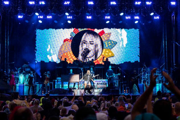 Sarah Connor live bei einem Konzert ihrer Herz Kraft Werke -Tour beim Apoldaer Musiksommer 2022 auf der Festwiese in der Herressener Promenade. Apolda, 05.08.2022