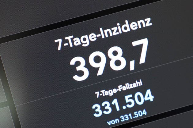Dashboard des RKI, die 7-Tage-Inzidenz liegt nun bei 398,7 7-Tage-Inzidenz, Dashboard des RKI auf einem Monitor am 07.08.2022 in Siegen Deutschland.