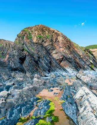 Creative Highlights World Klippen am Strand der Sandymouth Bay, National Trust, Bude, Cornwall, England, Großbritannien, Europa *** Cliffs on Beach the Sandymouth bay, National trust, booth, Cornwall, England, Great Britain, Europe Copyright: imageBROKER/MaciejxOlszewski ibxmao08400135.jpg
