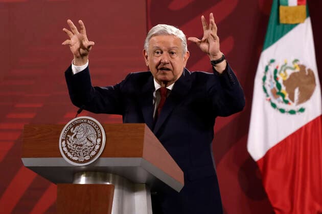 August 8, 2022, Mexico City, Mexico City, Mexico: August 8, 2022, Mexico City, Mexico: Mexican President Andres Manuel Lopez Obrador during his daily morning press conference before the press at the National Palace in Mexico City. on August 8, 2022 in Mexico City, Mexico. Mexico City Mexico - ZUMAe321 20220808_zia_e321_040 Copyright: xLuisxBarronx xEyepixxGroupx