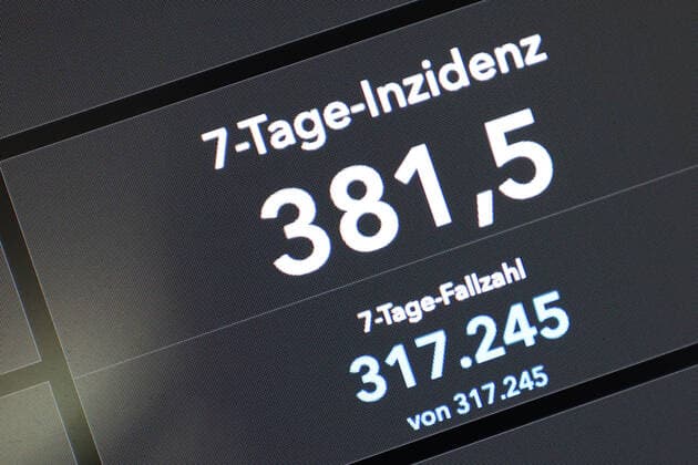 Dashboard des RKI, die 7-Tage-Inzidenz liegt nun bei 381,5 7-Tage-Inzidenz, Dashboard des RKI auf einem Monitor am 09.08.2022 in Siegen Deutschland.