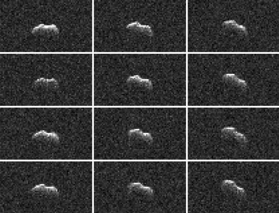 On March 21, 2021, the large asteroid 2001 FO32 made a close approach with our planet, passing at a distance of about 1.25 million miles (2 million kilometers) or 5 1 4 times the distance from Earth to the Moon. While there was no risk of the near-Earth asteroid colliding with Earth as its orbit is very well known, scientists at NASA s Jet Propulsion Laboratory in Southern California took the opportunity to capture these radar images of the asteroid as it tumbled past. Using NASA s 34-meter (111.5-feet) Deep Space Station 13 (DSS-13) radio antenna at the Deep Space Network s Goldstone Deep Space Communication Complex near Barstow, California, radio signals were transmitted to 2001 FO32. The signals then bounced off the surface of the as Copyright: xpiemagsx piemagsspace-171807 !ACHTUNG AUFNAHMEDATUM GESCHÄTZT!