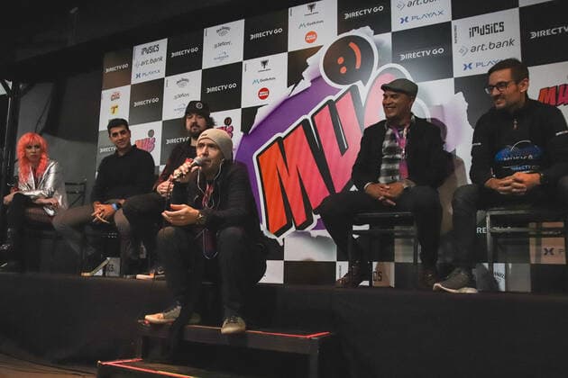 SÃO PAULO, SP - 10.08.2022: COLETIVA E PREVIEW DO PREMIO MUS - Press conference for the launch of the MUS Award at Audio in São Paulo on Wednesday night (10). The award seeks to promote, amplify and support new and old talents in Brazilian music. In the photo, Madame Mim, curator and founder of the event, Cristiano Ayres, president of Banco Mocal, Marcão Britto, curator and guitarist for Charlie Brown Jr, Marcelo Rossi, creator of the event, Clemente Nascimento, curator and Raphael Denadai, representative of DirectTV, event sponsor. x2247721x YurixMurakami