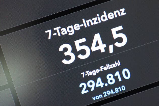 Dashboard des RKI, die 7-Tage-Inzidenz liegt nun bei 354,5 7-Tage-Inzidenz, Dashboard des RKI auf einem Monitor am 11.08.2022 in Siegen Deutschland.