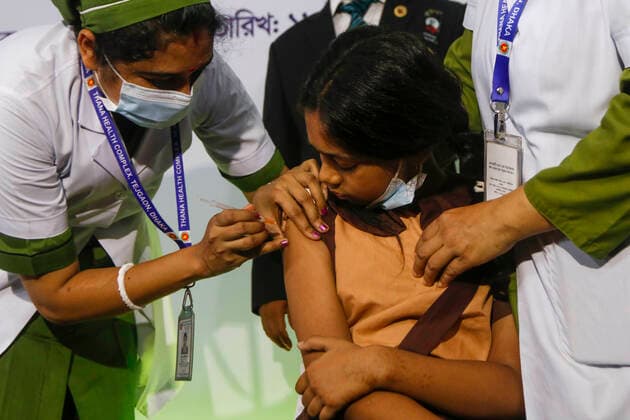 August 11, 2022, Dhaka, Dhaka, Bangladesh: 16 school children, aged between 5-11 years, have received the first shot of specially made Covid-19 vaccine as part of the trial run before the main campaign begins from August 25 in Dhaka on August 11,2022. Dhaka Bangladesh - ZUMAj163 20220811_zip_j163_009 Copyright: xAbuxSufianxJewelx