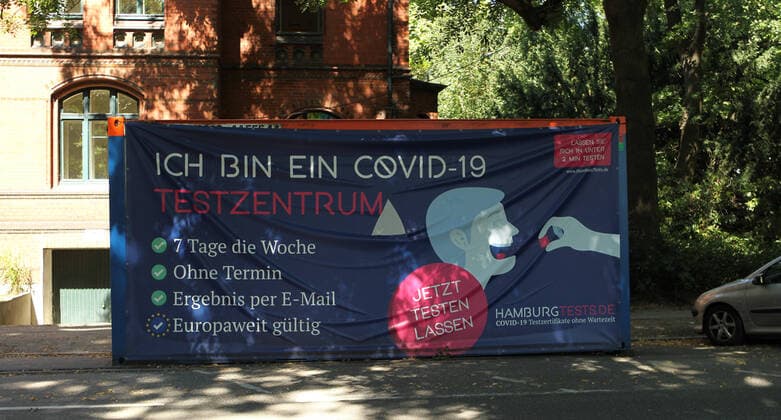 Ein geschlossenes Corona-Testzentrum in Uhlenhorst. Uhlenhorst Hamburg