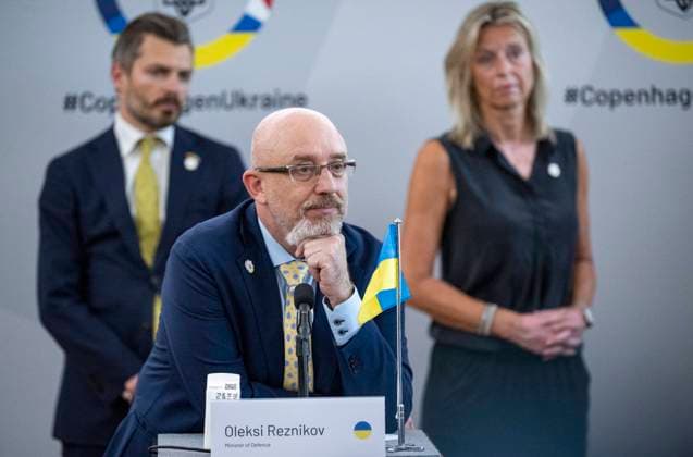 COPENHAGEN 2022-08-11 Ukrainian Defense Minister Oleksii Reznikov at the press conference at Christiansborg Palace in Copenhagen, Denmark, after Thursday s conference regarding the long-term military support to Ukraine . COPENHAGEN DENMARK x50090x *** COPENHAGEN 2022 08 11 Ukrainian Defense Minister Oleksii Reznikov at the press conference at Christiansborg Palace in Copenhagen, Denmark, after Thursday s conference regarding the long term military support to Ukraine COPENHAGEN DENMARK x50090x  Copyright: xJohanxNilsson TTx CONFERENCE UKRAINE COPENHAGEN