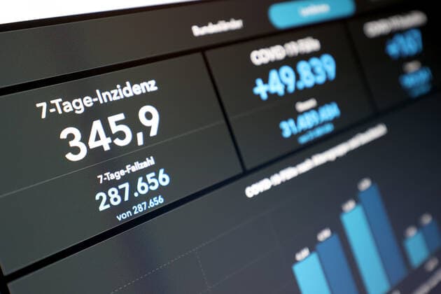 Dashboard des RKI, die 7-Tage-Inzidenz liegt nun bei 345,9 7-Tage-Inzidenz, Dashboard des RKI auf einem Monitor am 12.08.2022 in Siegen Deutschland.