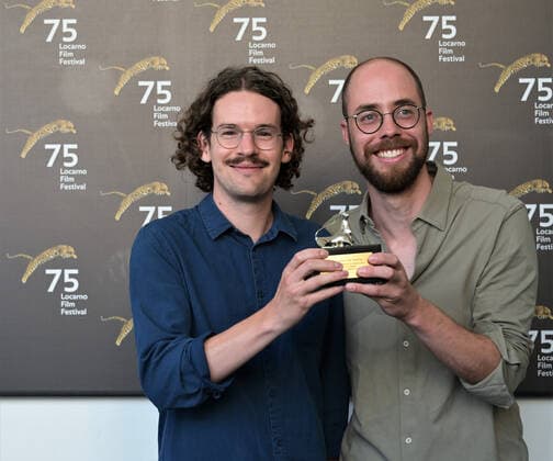 Locarno, Swiss Locarno Film Festival 2022 Award Ceremony Palmares photocall In the picture: Matthias Sahli director, Immanuel Esser director Pardino Argento Swiss Life fort the National Competitio Leopards of Tomorrow  Copyright: xNickxZonnax xipa-agency.netx xNickxZonnax
