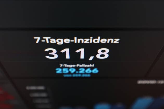 Dashboard des RKI, die 7-Tage-Inzidenz liegt nun bei 311,8 7-Tage-Inzidenz, Dashboard des RKI auf einem Monitor am 17.08.2022 in Siegen Deutschland.