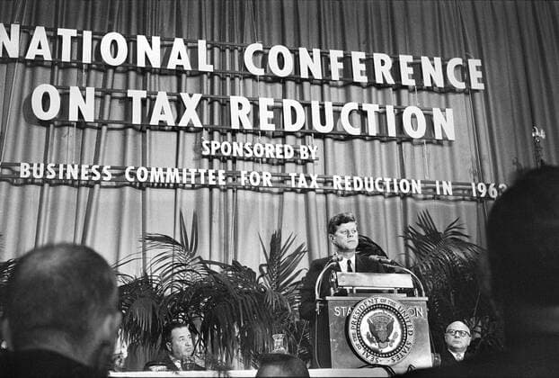 September 10, 1963, Washington, District of Columbia, USA: U.S. President John F. Kennedy at lectern speaking at National Conference on Tax Reduction. - Marion S. Trikosko, U.S. News & World Report Magazine Photograph Collection. Washington USA - ZUMA 62, 19630910_mda_g145_1340 Copyright: xJTxVintagex