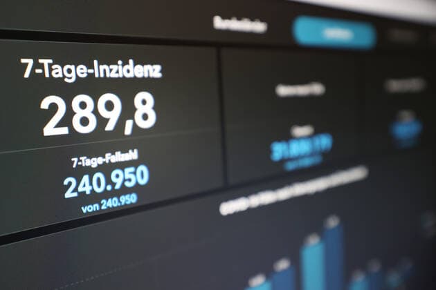 Dashboard des RKI, die 7-Tage-Inzidenz liegt nun bei 289,8 7-Tage-Inzidenz, Dashboard des RKI auf einem Monitor am 21.08.2022 in Siegen Deutschland.