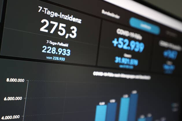 Dashboard des RKI, die 7-Tage-Inzidenz liegt nun bei 275,3 7-Tage-Inzidenz, Dashboard des RKI auf einem Monitor am 24.08.2022 in Siegen Deutschland.